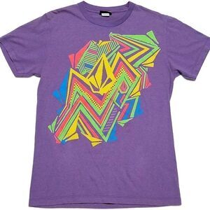 VINTAGE 90s Volcom Retro Neon Vaporwave Print Tee